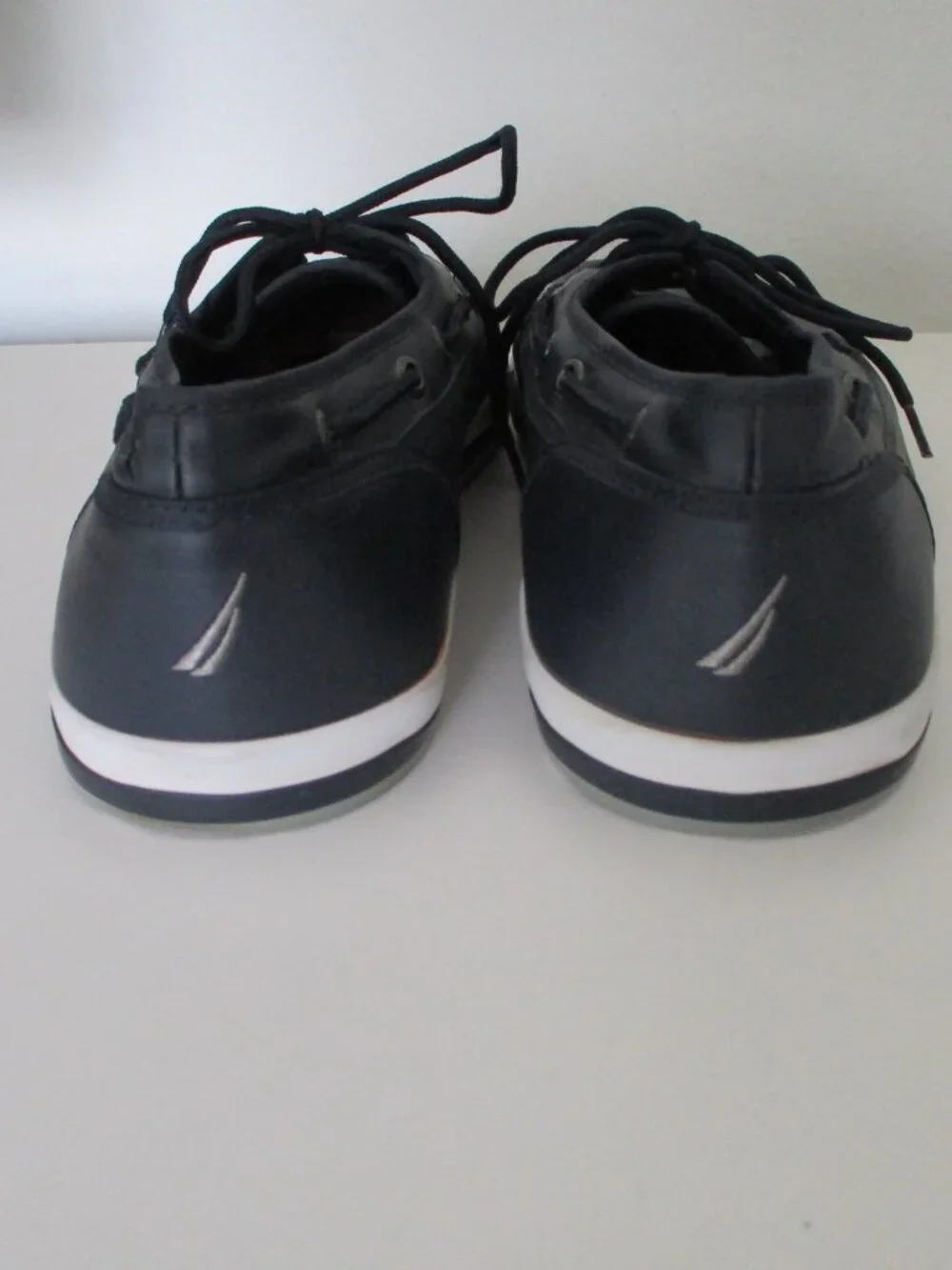 Nautica Mens Navy Faux Leather Lace-up Boat Shoe Moccasin Loafer Shoe - Size 12M